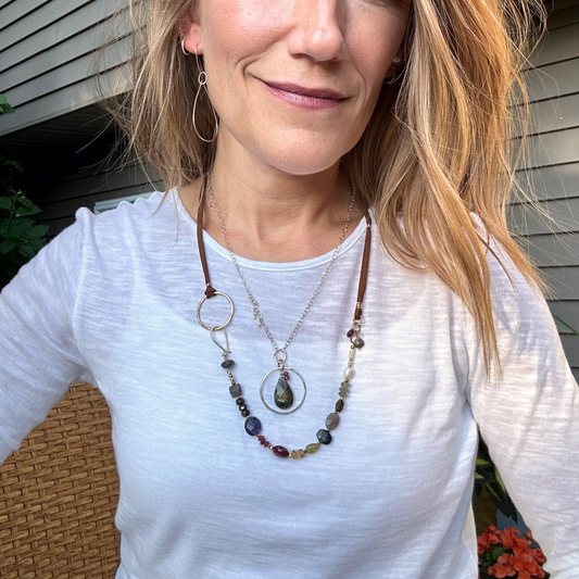 Bohemian Mosaic — Ruby, Citrine, Labradorite, Moonstone & Pearl Necklace