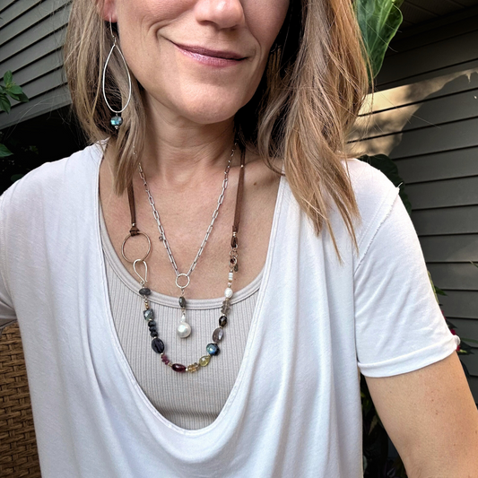 Subtle Brilliance | Labradorite Silver & Gold Earrings