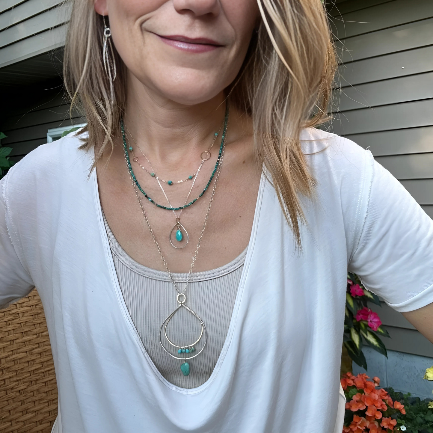 Tuquoise Joy - Dainty Sterling Silver and Turquoise Choker Necklace