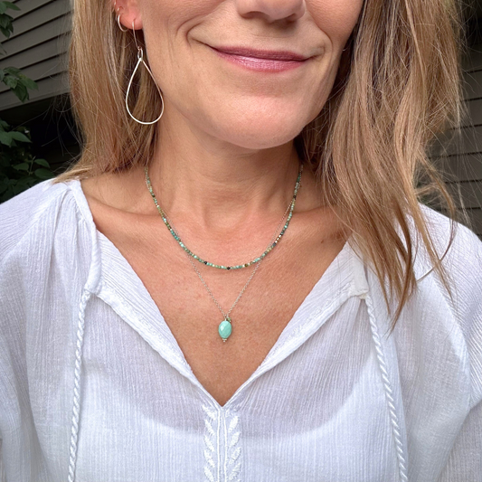 Clear Waters - Layered Sterling Silver Sleeping Beauty Turquoise Necklace