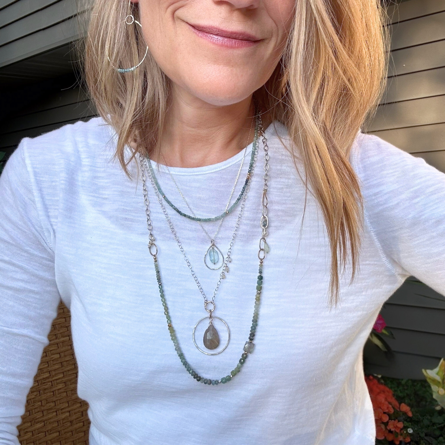 Sacred Light - Sterling Silver and Rutilated Quartz and Opal Necklace