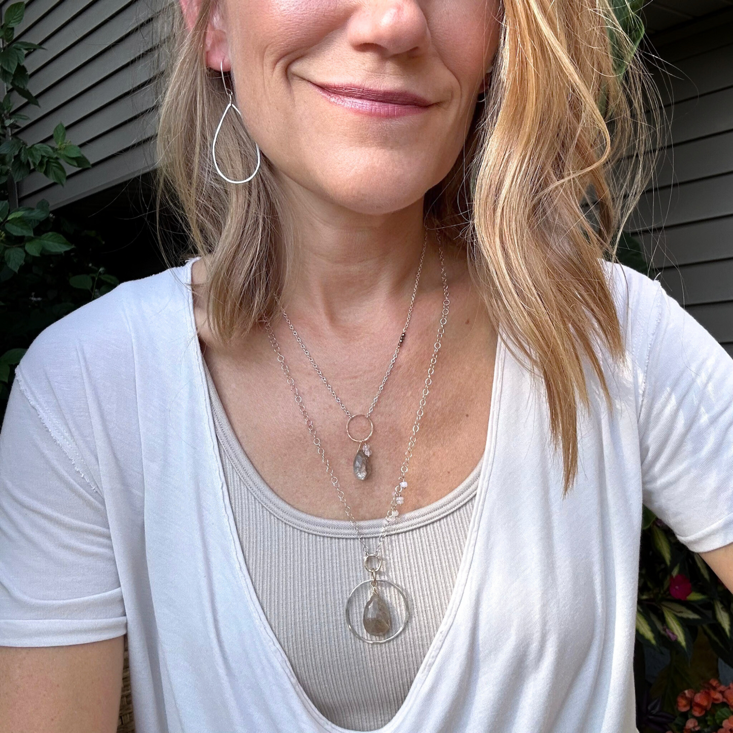 Sacred Light - Sterling Silver and Rutilated Quartz and Opal Necklace