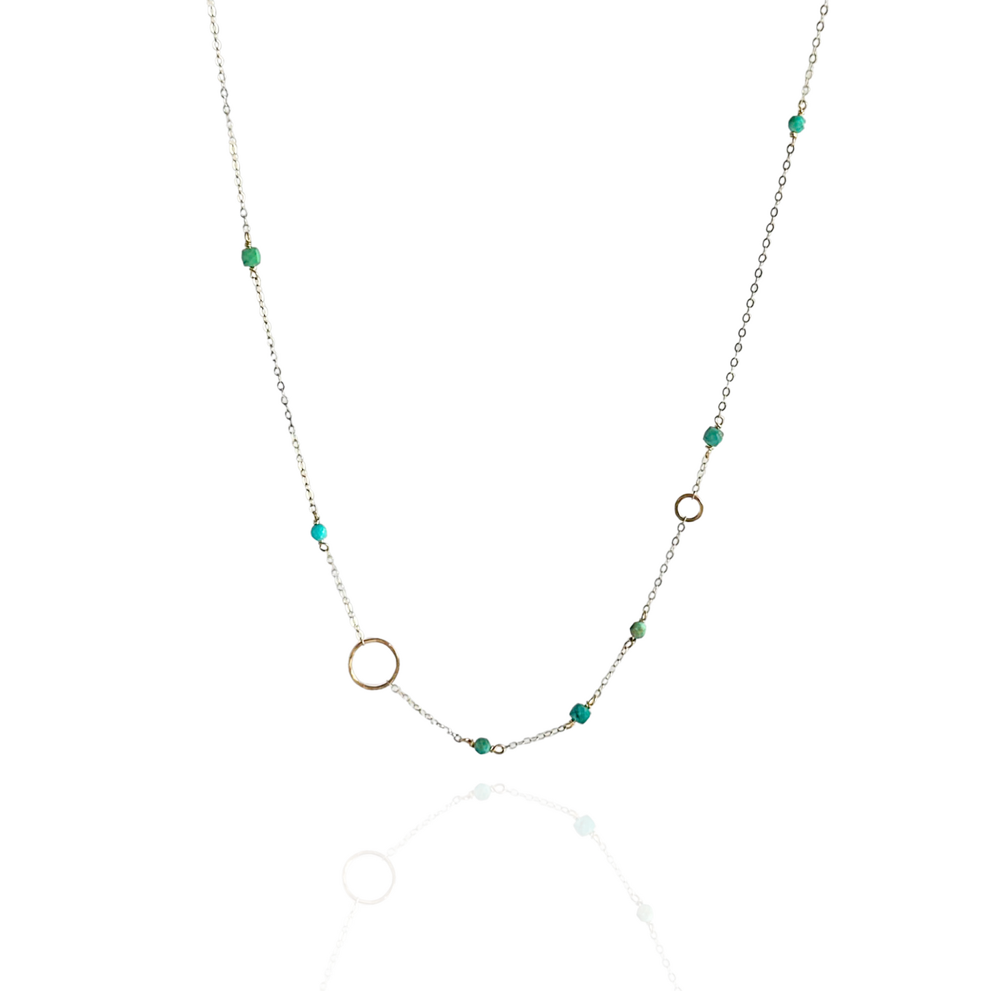 Tuquoise Joy - Dainty Sterling Silver and Turquoise Choker Necklace