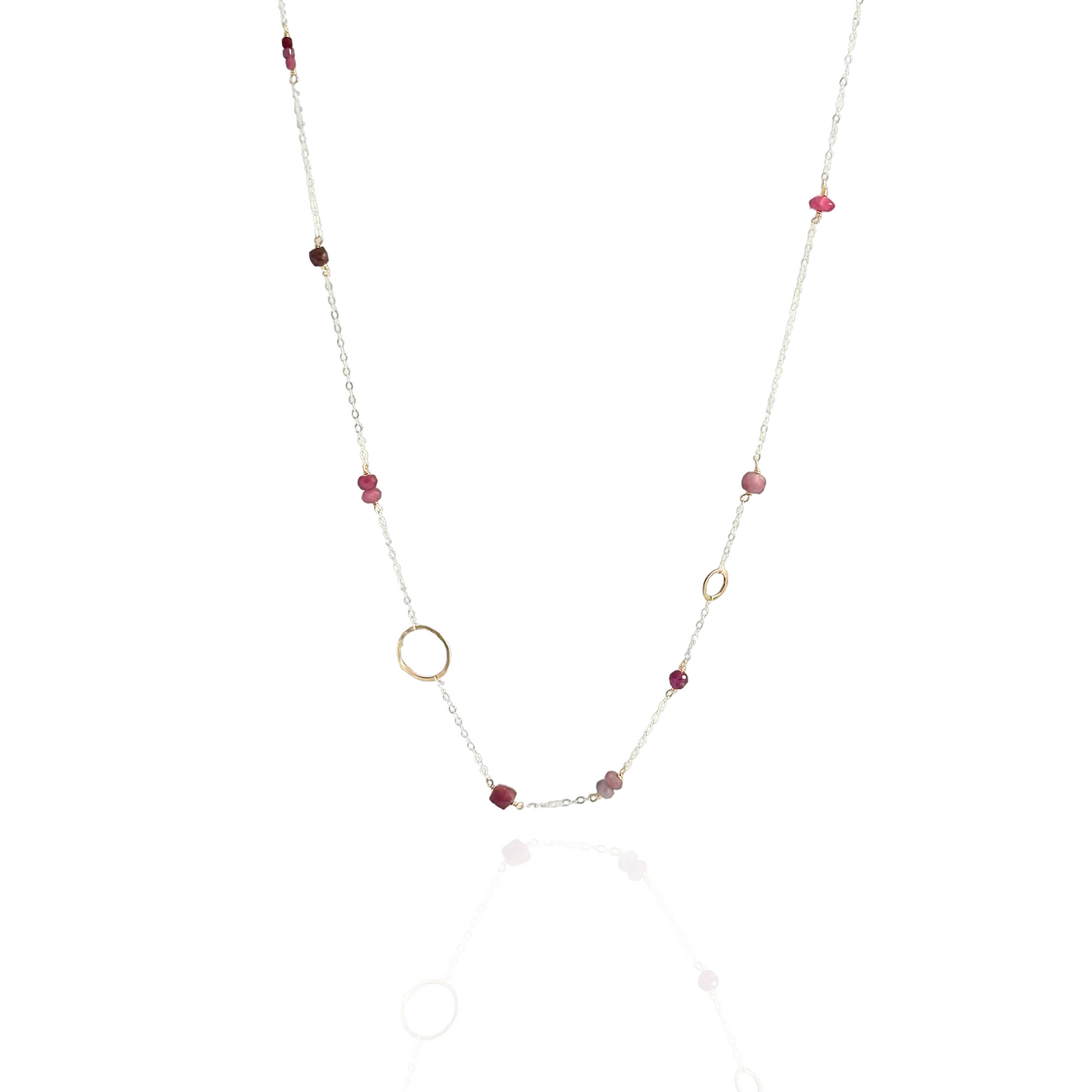 Courage in Bloom - Dainty Ruby & Gold Hoop Choker Necklace