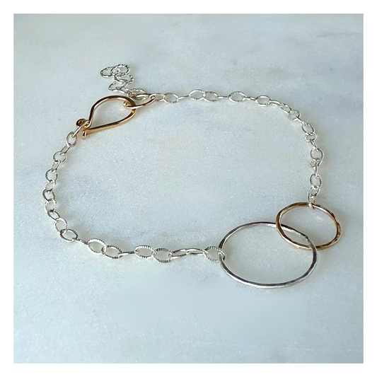 Balanced Connection — Silver & Gold Hoops Bracelet