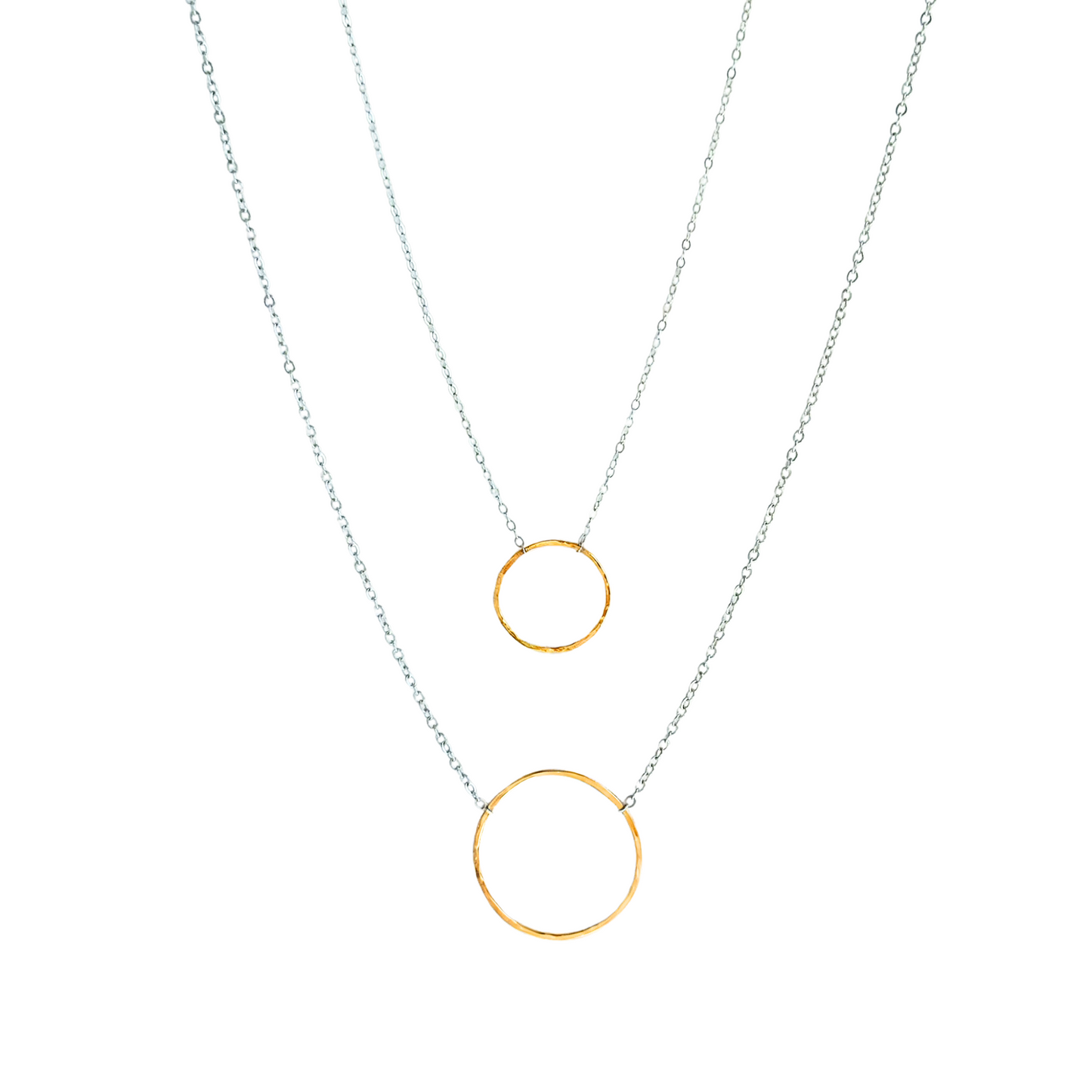 Unity in Connection - Dainty Sterling Silver and Gold Large Hoop Necklace