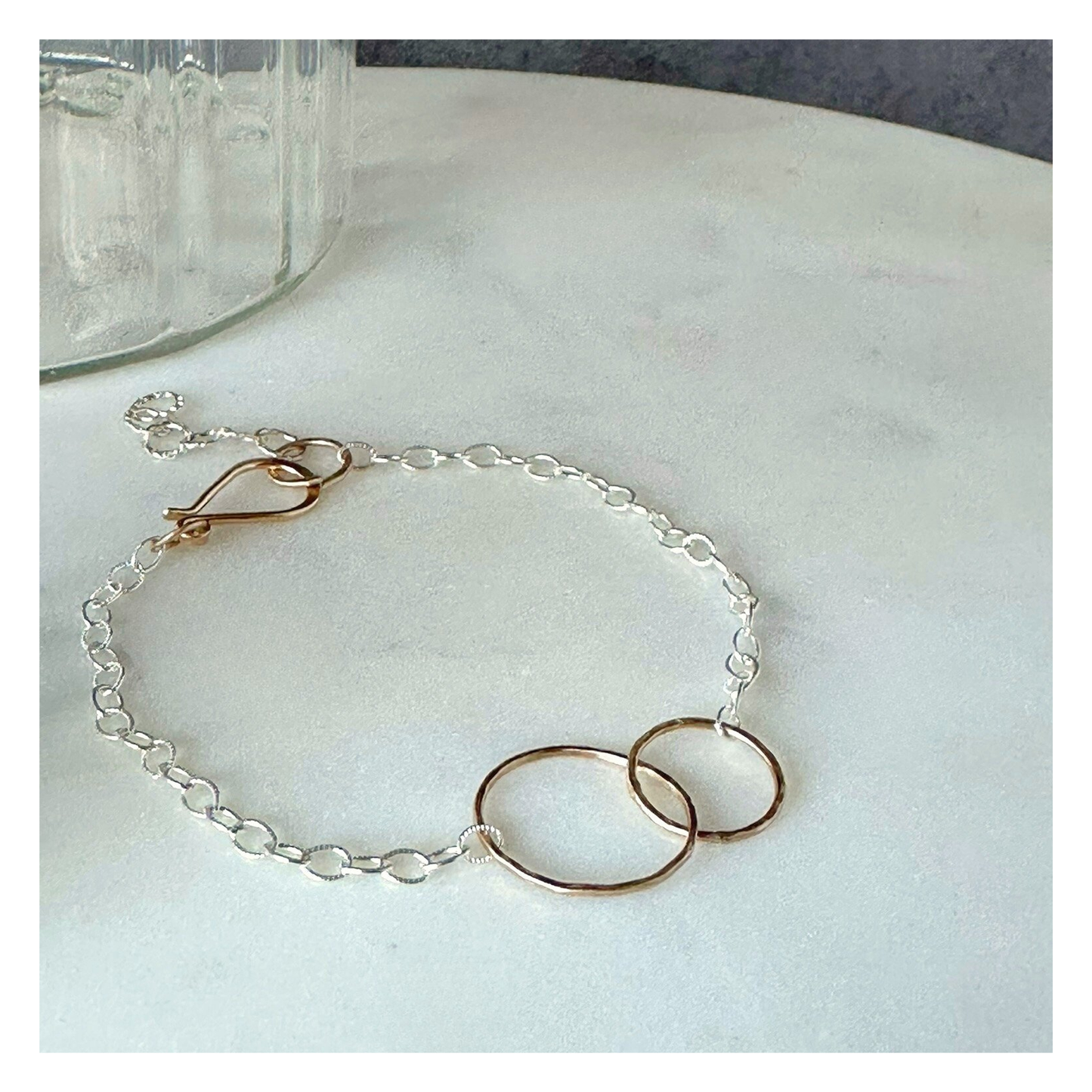 Simple Bond — Sterling Silver & Double Gold Hoop Bracelet