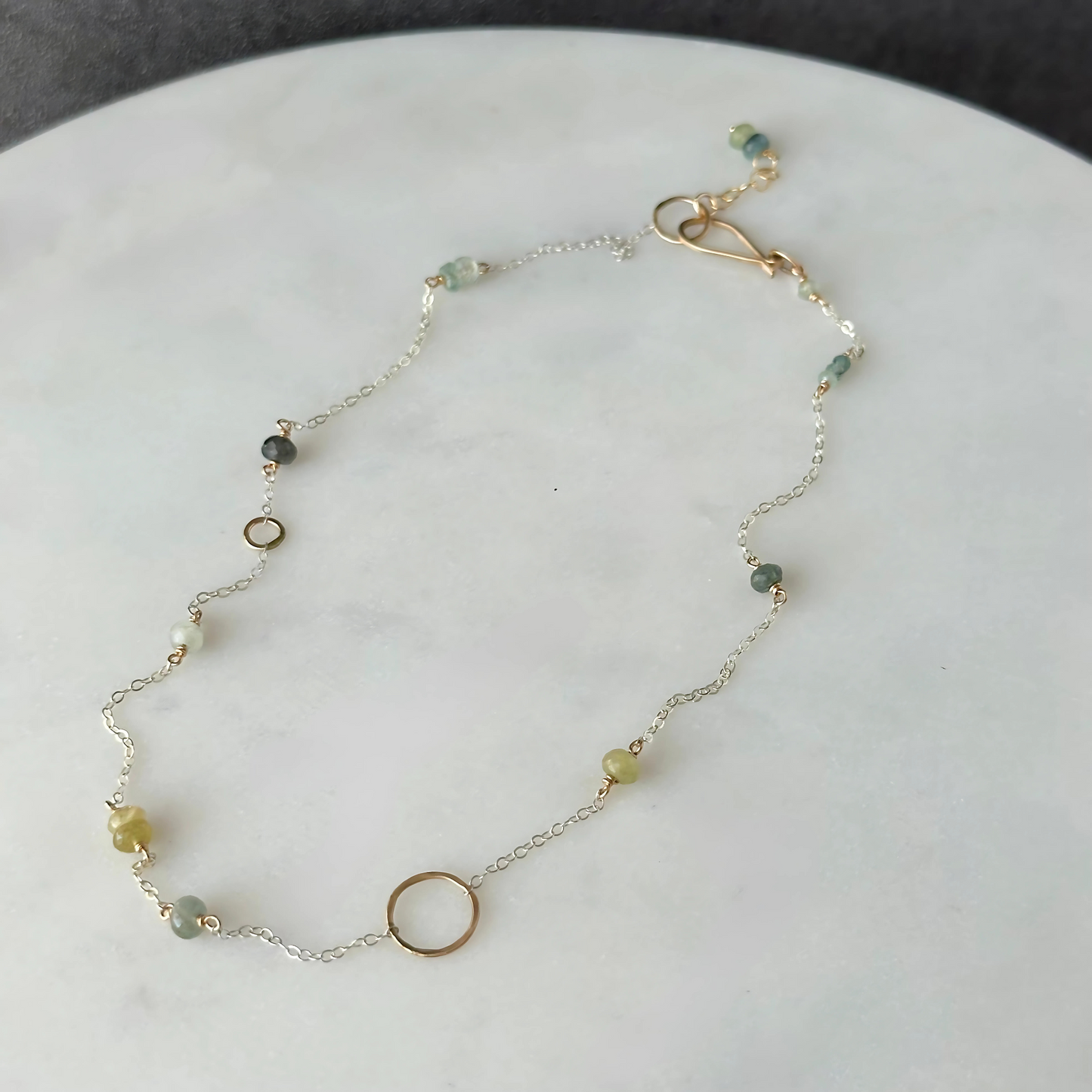 Nature's Clarity - Moss Aquamarine Dainty Choker Necklace