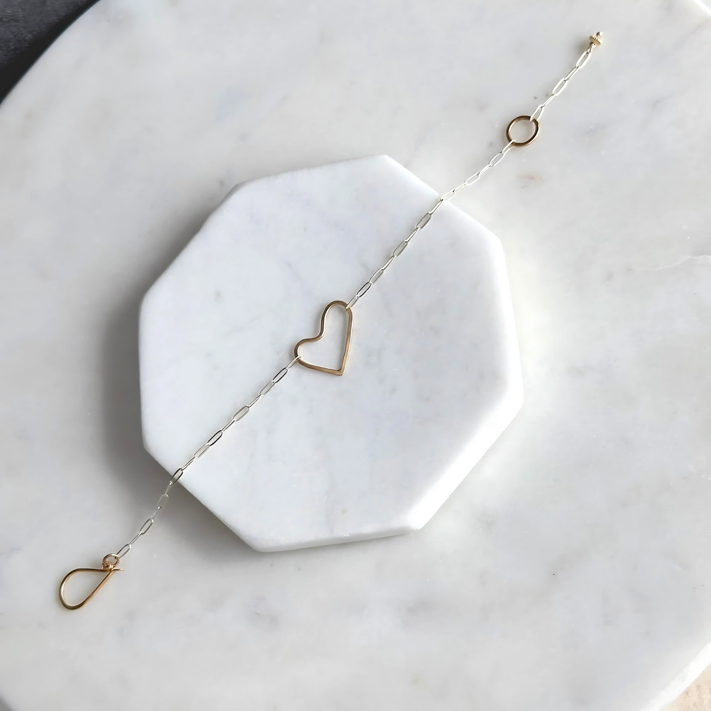 Connected Heart - Sterling Silver and Gold Heart Bracelet