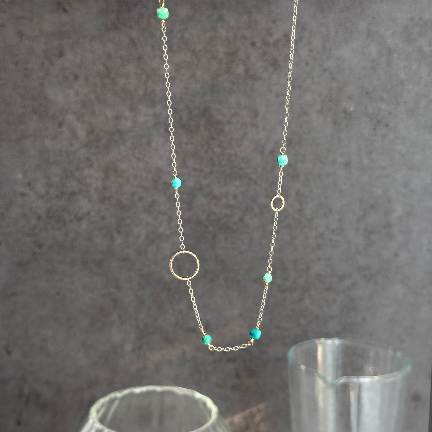 Tuquoise Joy - Dainty Sterling Silver and Turquoise Choker Necklace