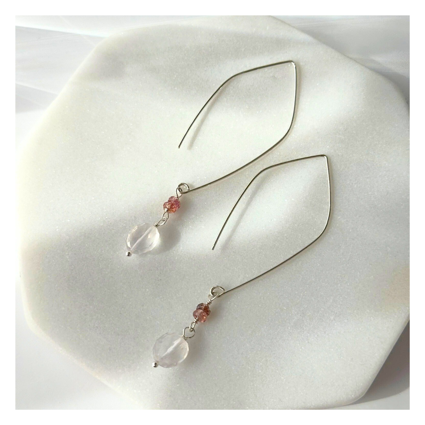 Everyday Love | Rose Quartz & Sapphire Gold Earrings