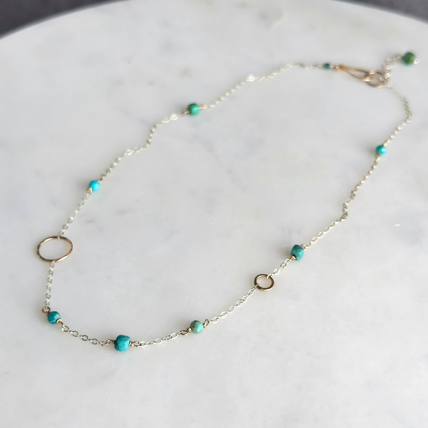 Tuquoise Joy - Dainty Sterling Silver and Turquoise Choker Necklace