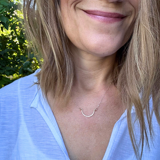 You Make Me Smile - Dainty Sterling Silver and Gold Necklace