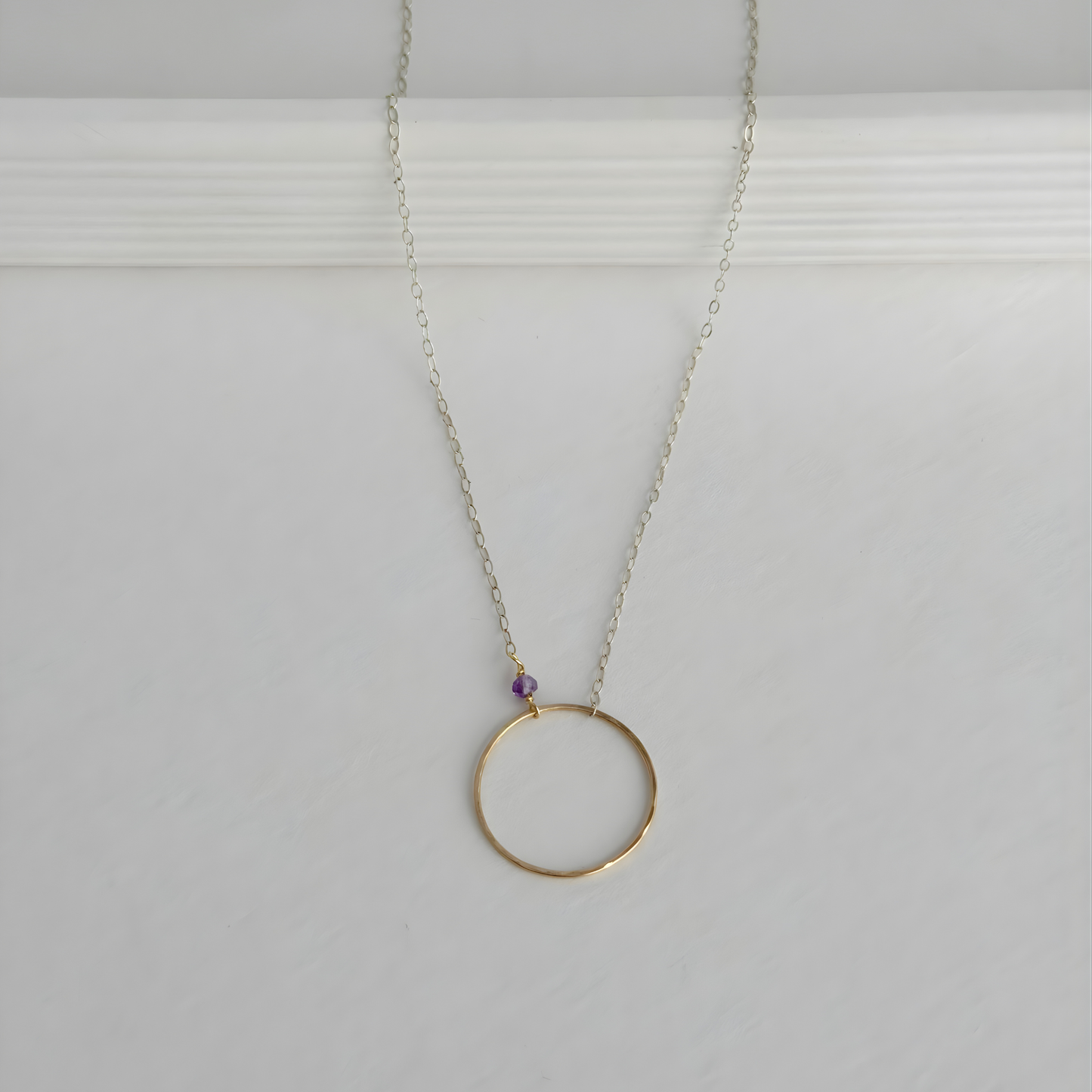 Open Heart | Sterling Silver & Gold Necklace with Amethyst