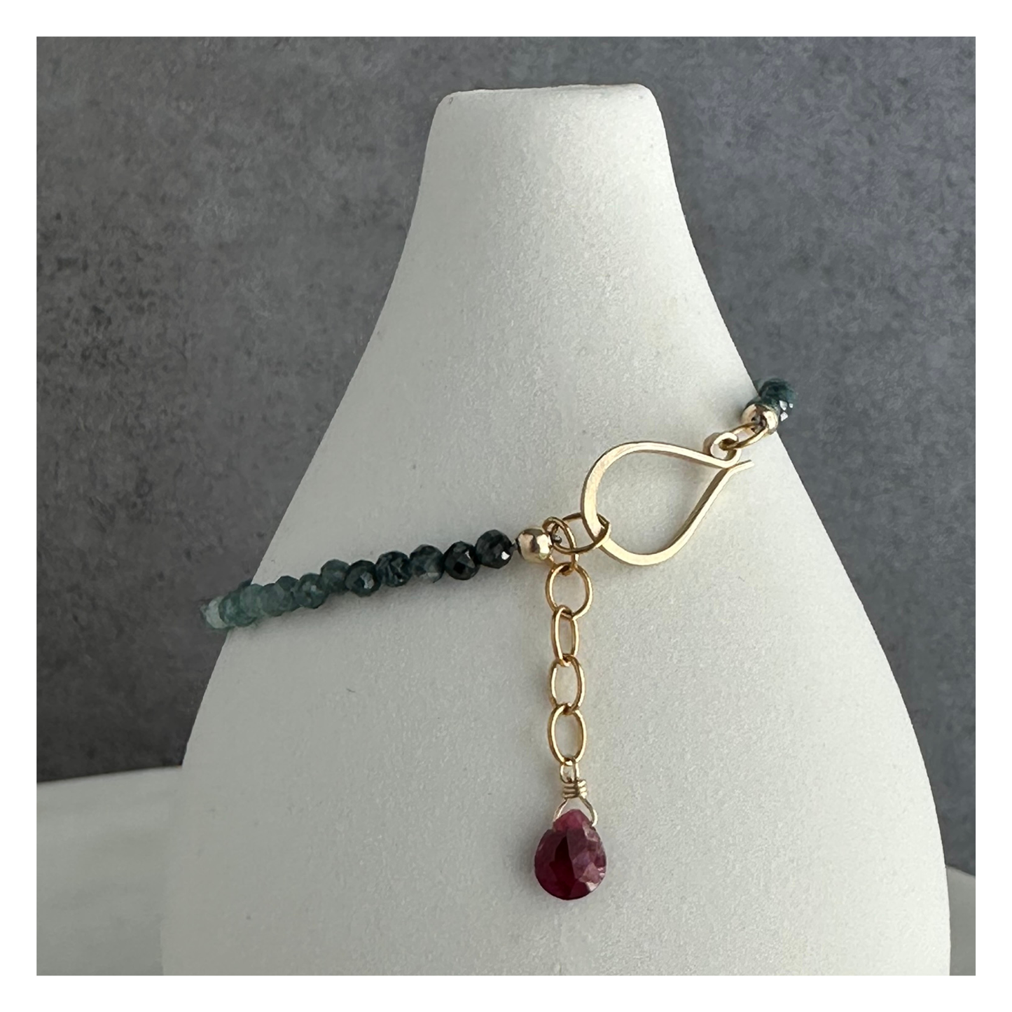 Courage at Sea – Blue Tourmaline & Ruby Gold-Filled Bracelet
