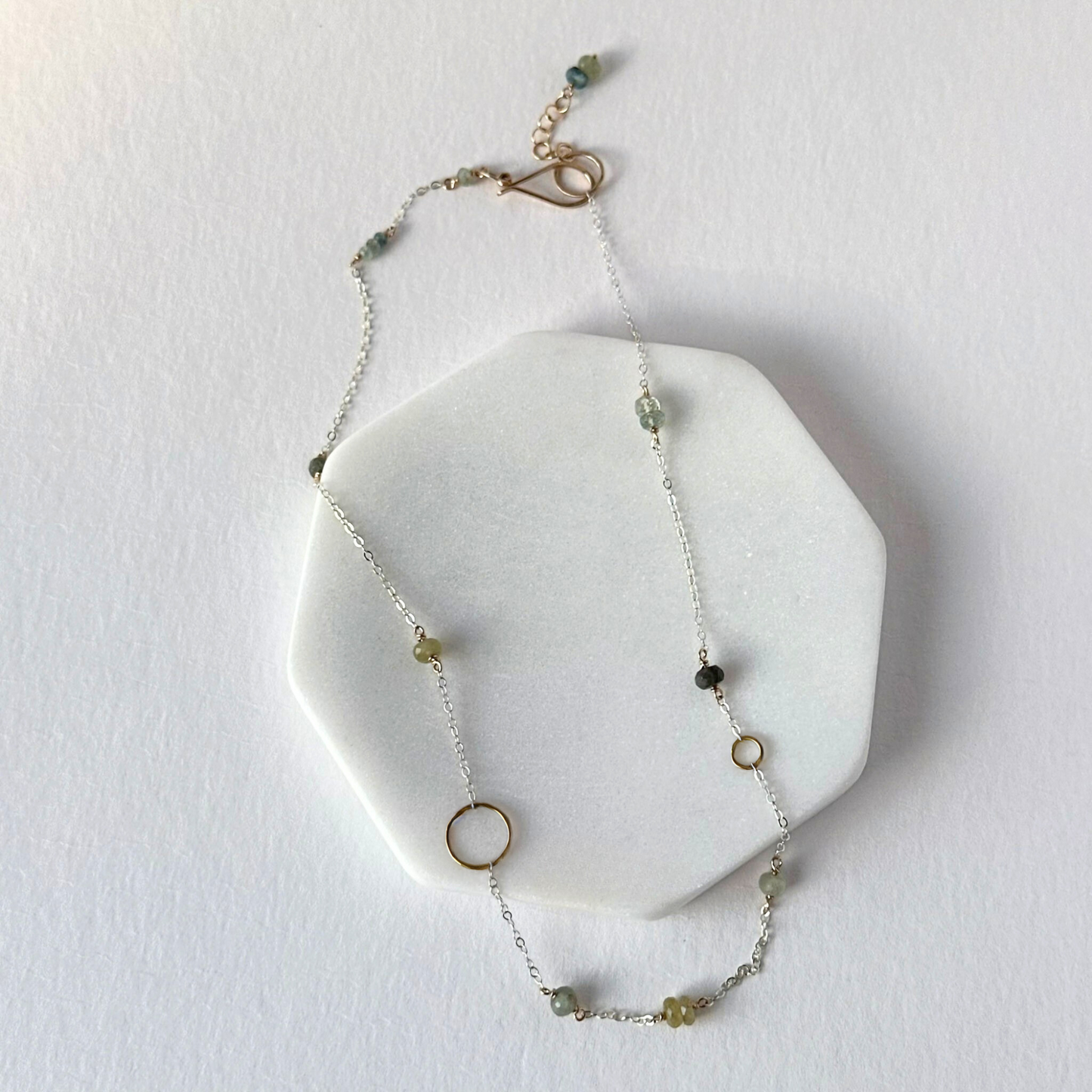 Nature's Clarity - Moss Aquamarine Dainty Choker Necklace