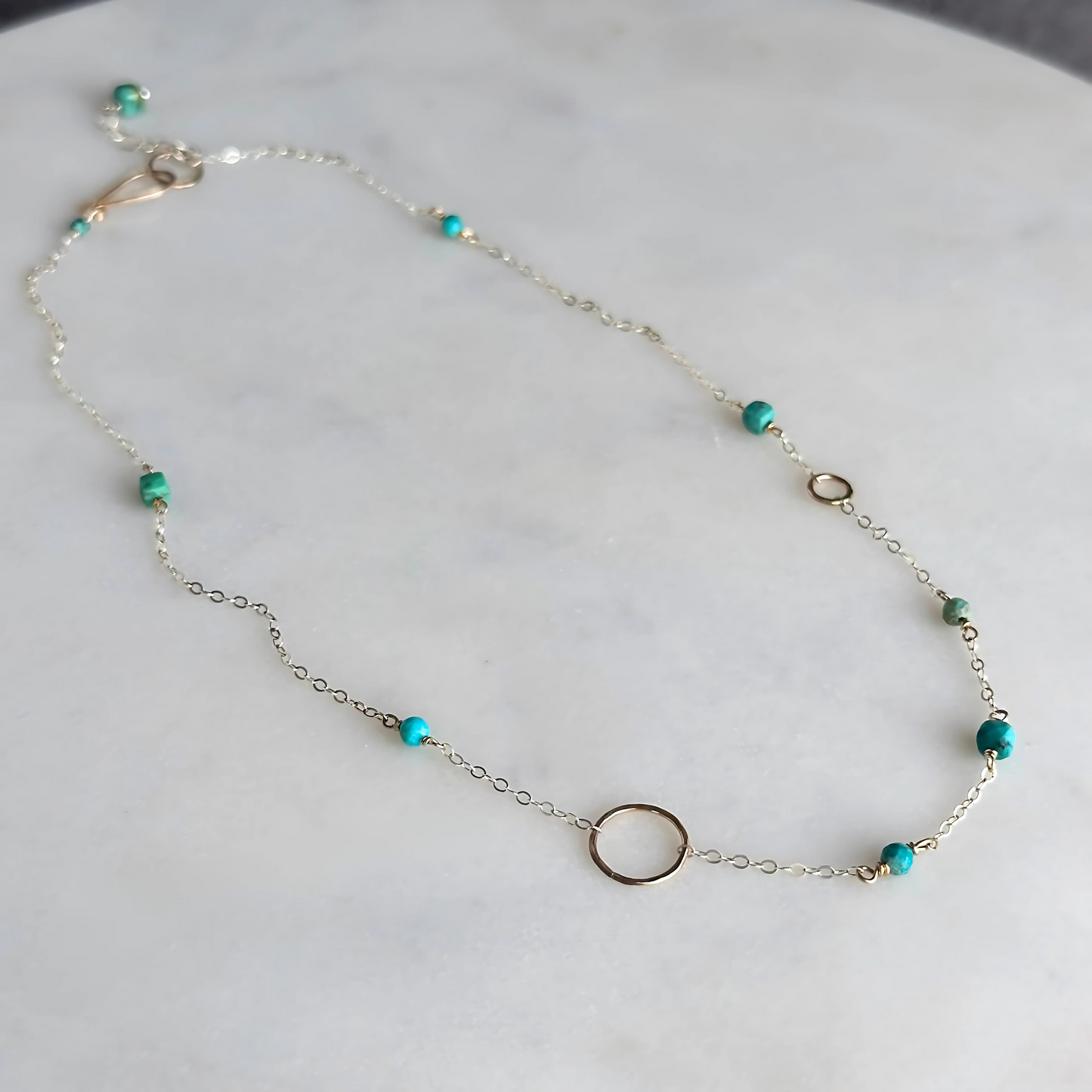 Tuquoise Joy - Dainty Sterling Silver and Turquoise Choker Necklace