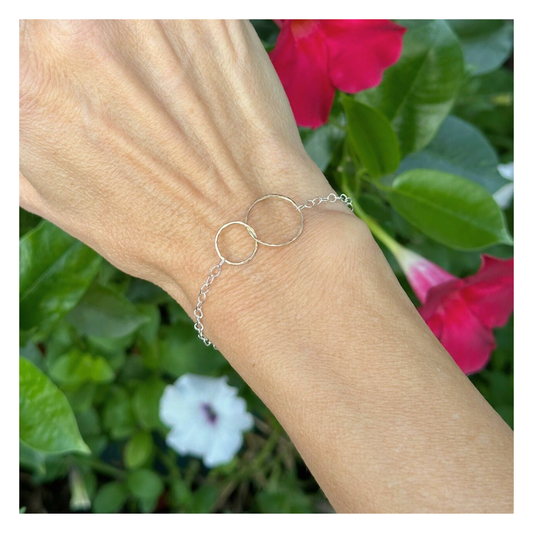 Simple Bond — Sterling Silver & Double Gold Hoop Bracelet