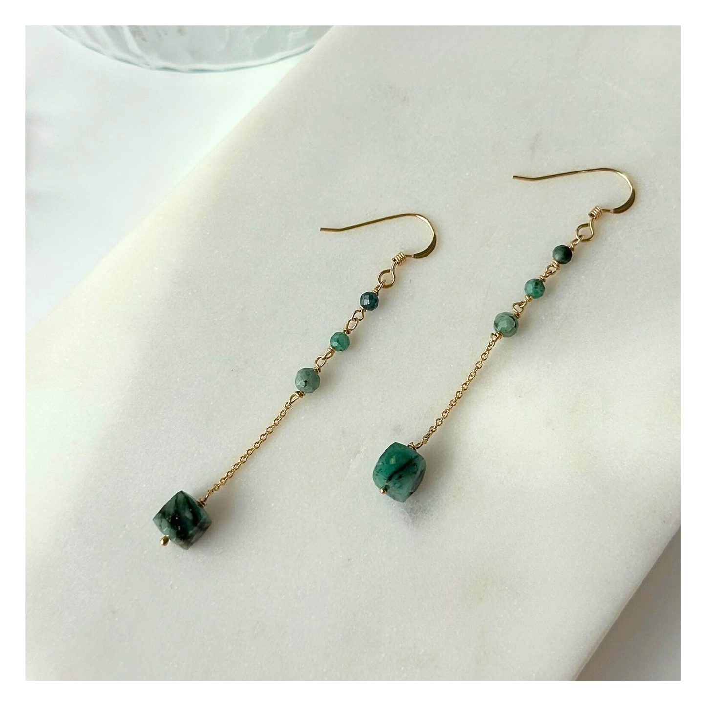 Renewal | Emerald Gold Chain Earrings