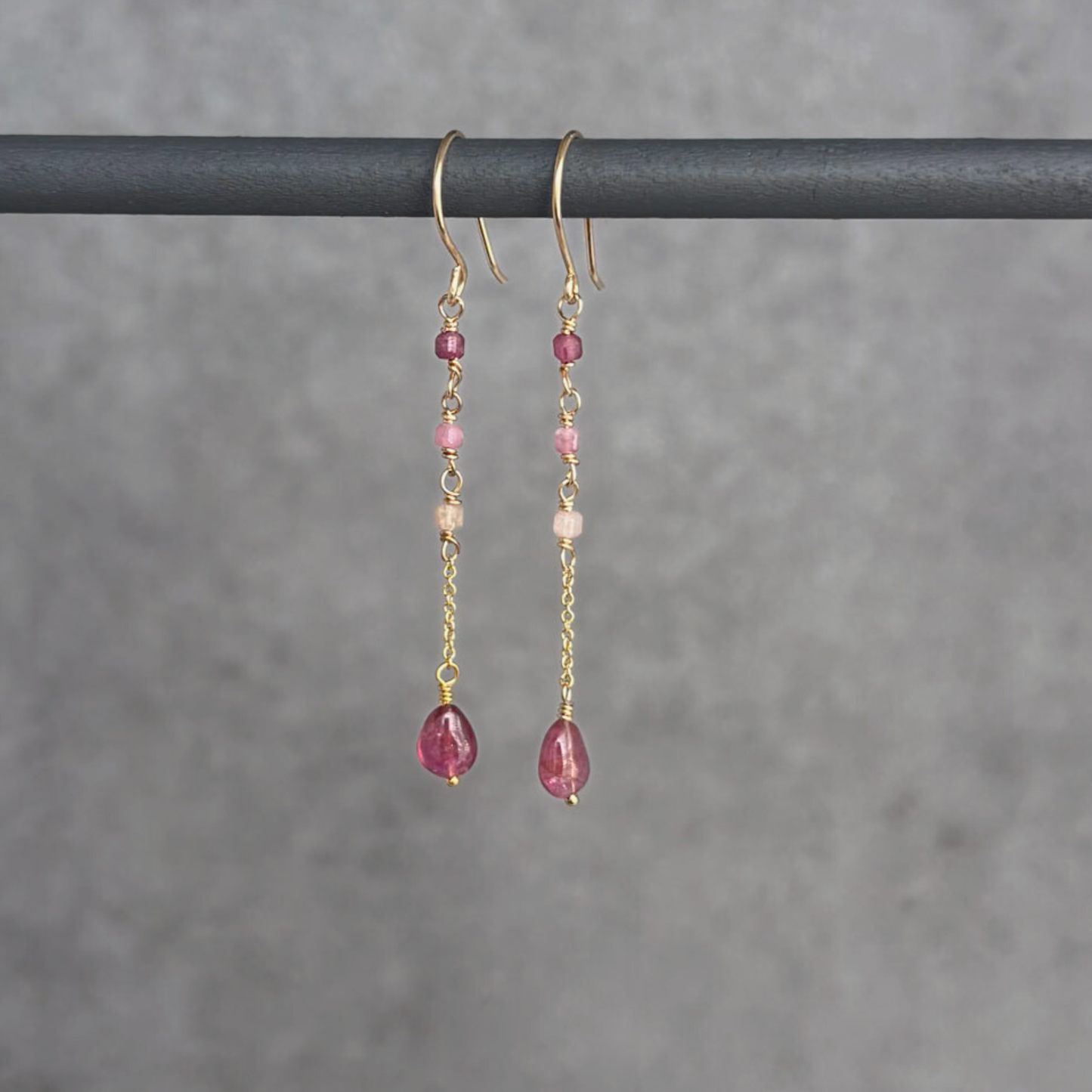 True Presence | Tourmaline Gold Chain Earrings