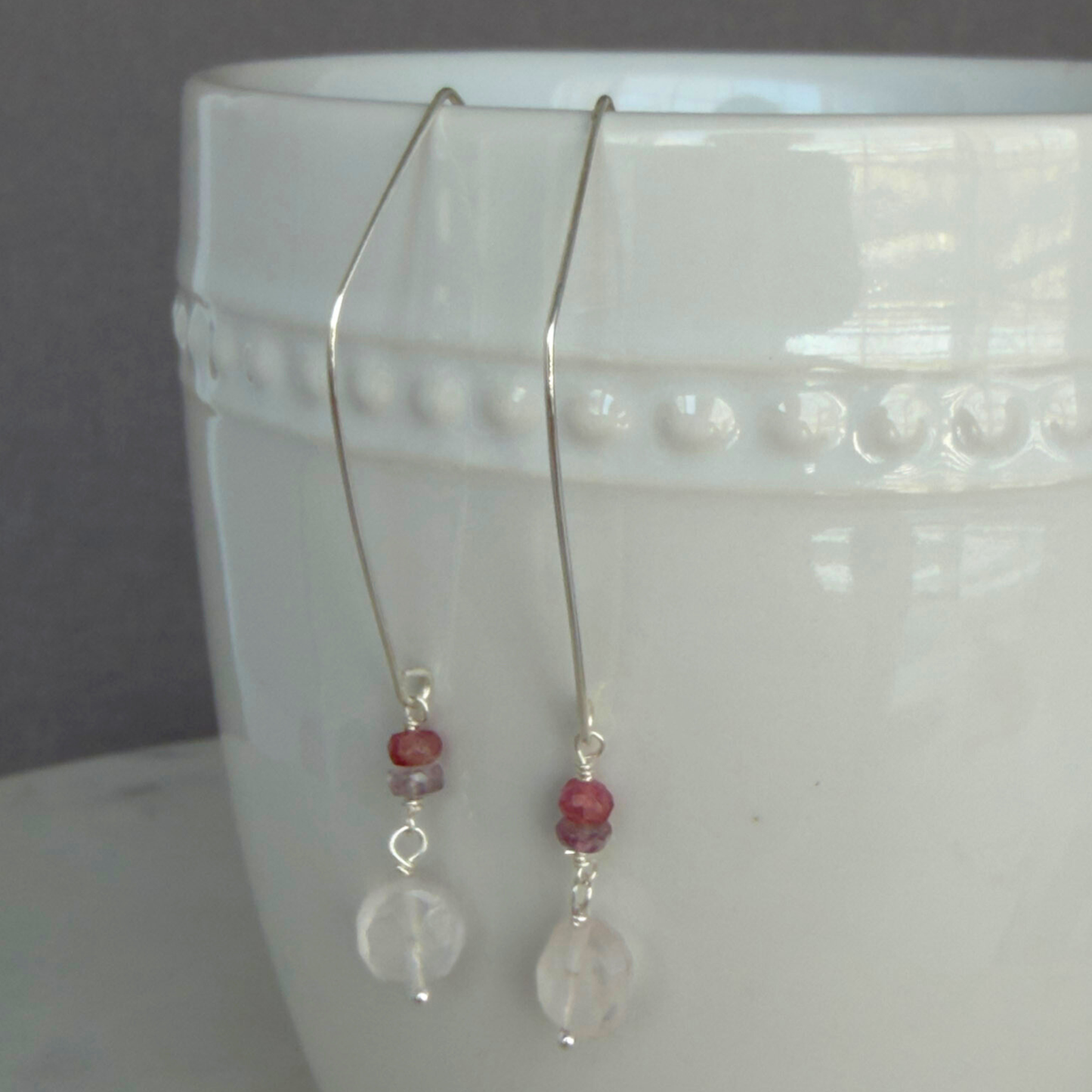 Everyday Love | Rose Quartz & Sapphire Silver Earrings