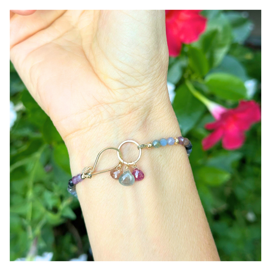 Radiant Wisdom – Sapphire & Ruby Gold-Filled Bracelet