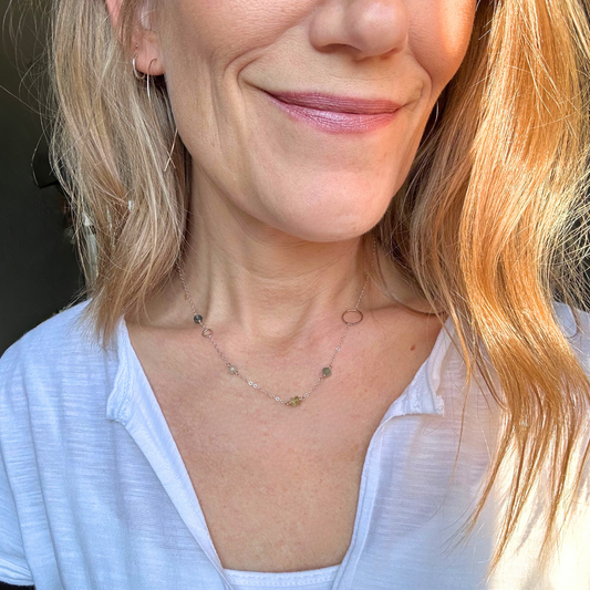 Nature's Clarity - Moss Aquamarine Dainty Choker Necklace