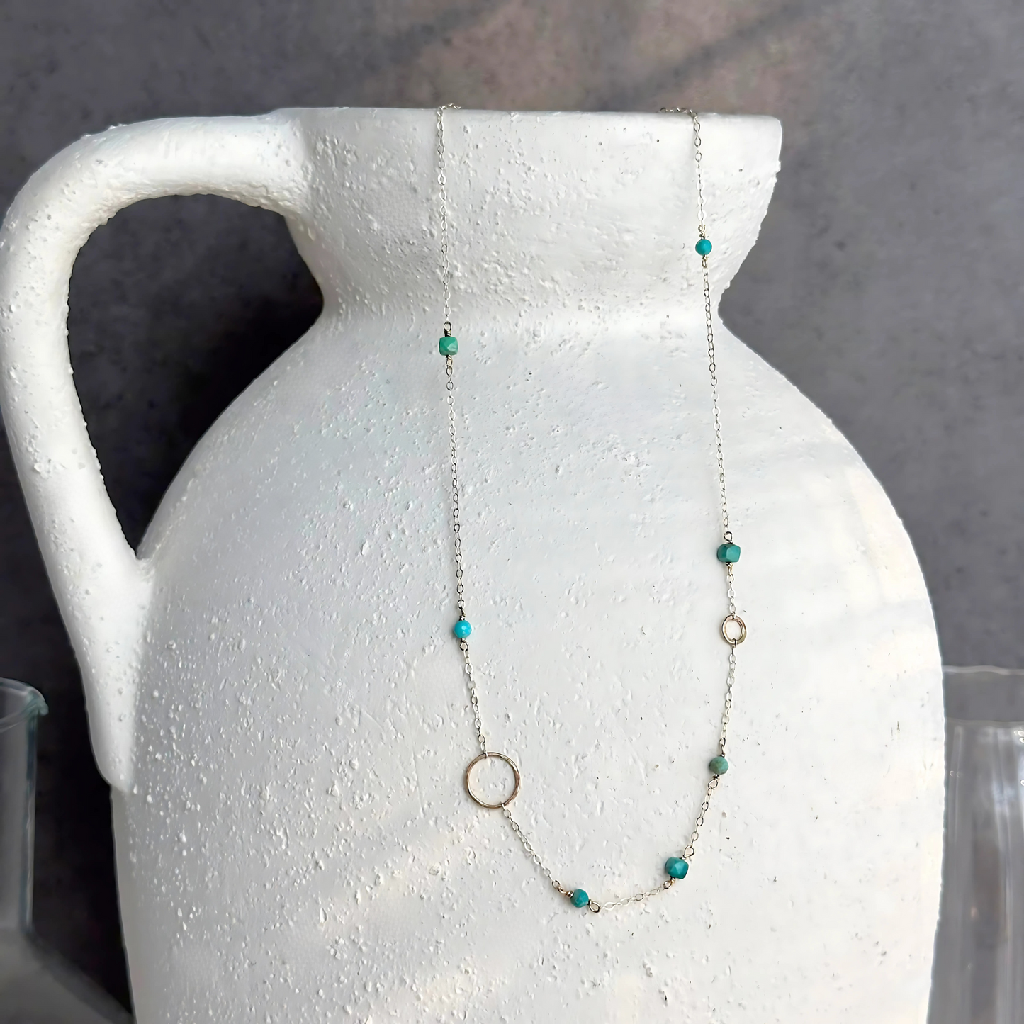 Tuquoise Joy - Dainty Sterling Silver and Turquoise Choker Necklace