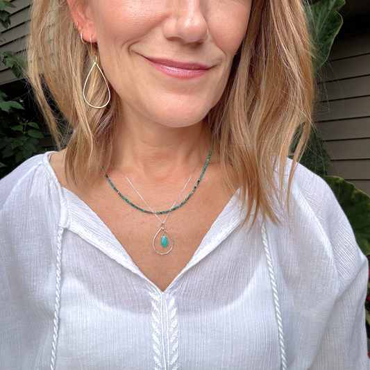 Soulful Connection - Sterling Silver Double Strand Turquoise and Chrysocolla Necklace