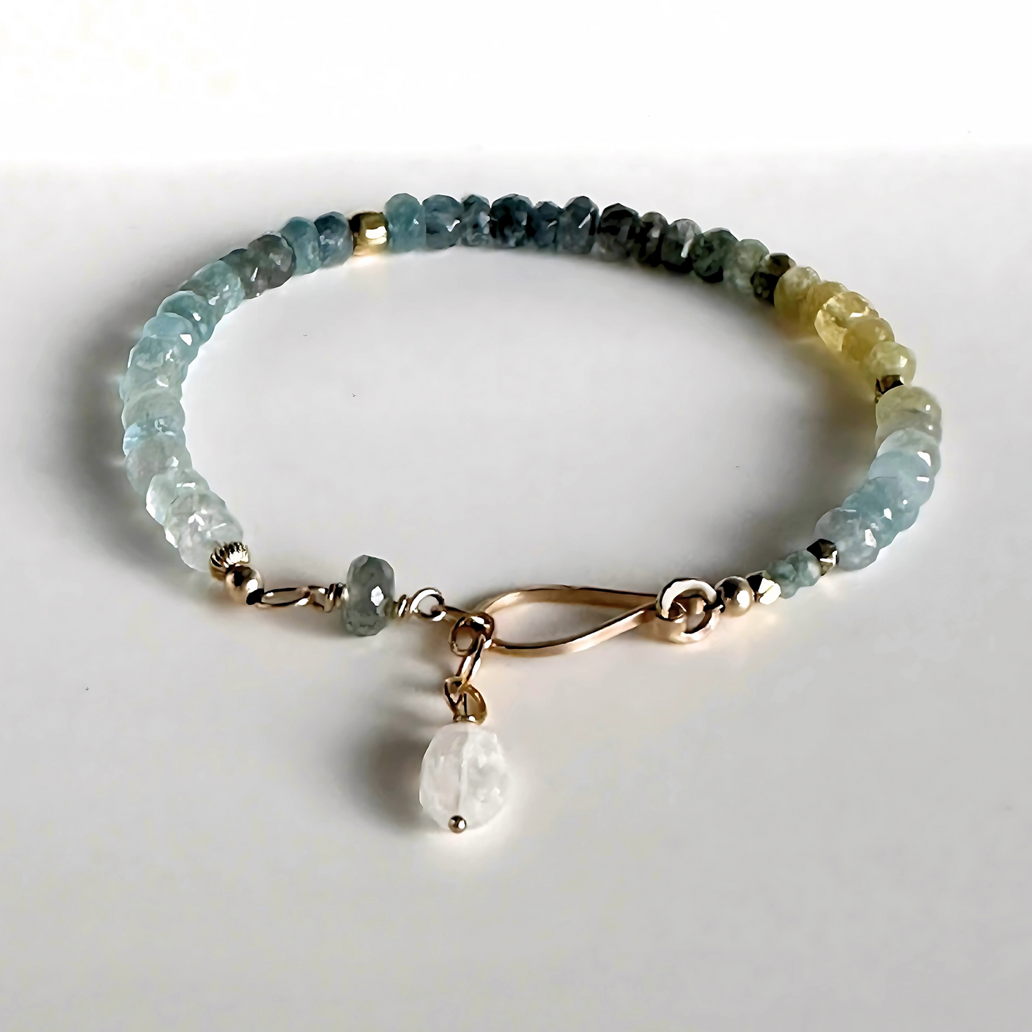 Calm and Clarity - Moss Aquamarine and Gold Bracelet
