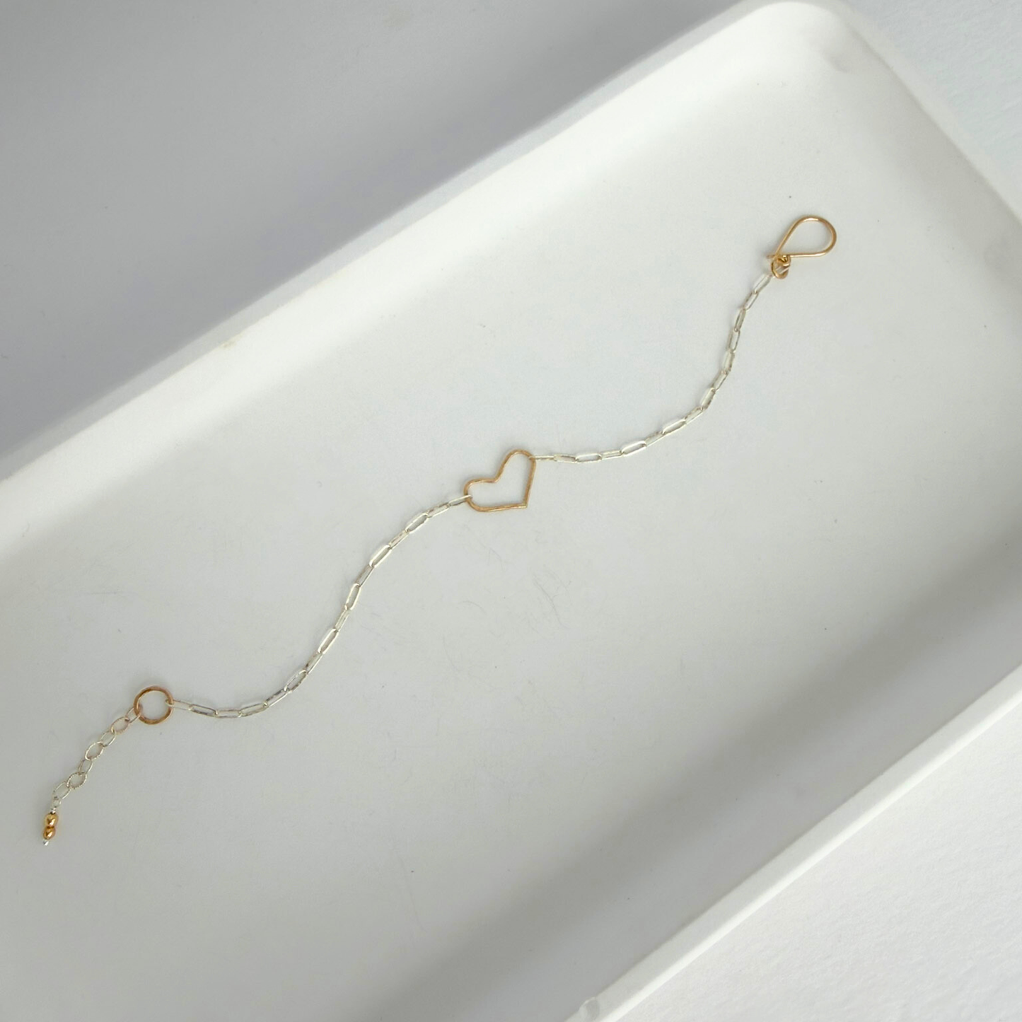 Always There | Tiny Sterling Silver and Gold Heart Bracelet