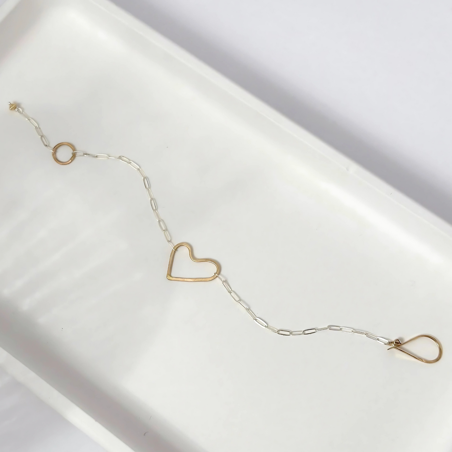 Connected Heart - Sterling Silver and Gold Heart Bracelet