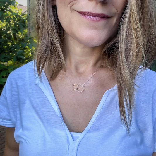 Connected | Double Gold Hoop & Sterling Silver Necklace