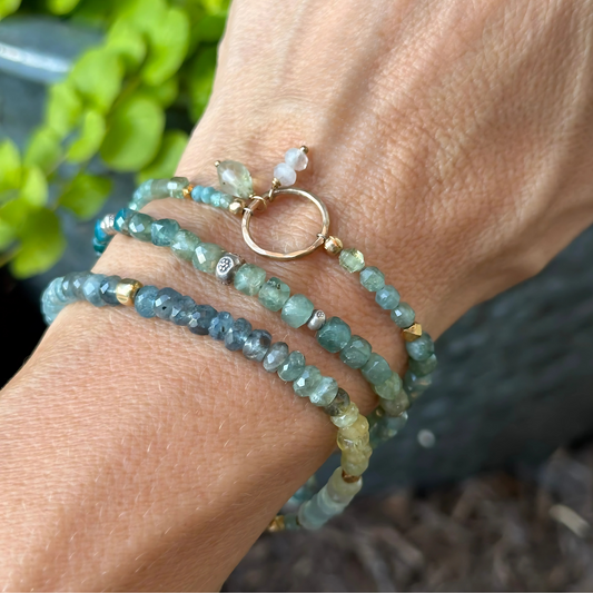 Calm and Clarity - Moss Aquamarine and Gold Bracelet