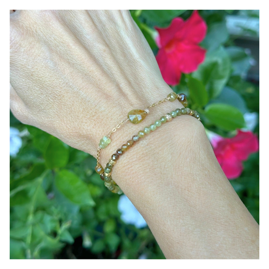 Watch Me Grow – Green Garnet Gold-Filled Double Strand Bracelet