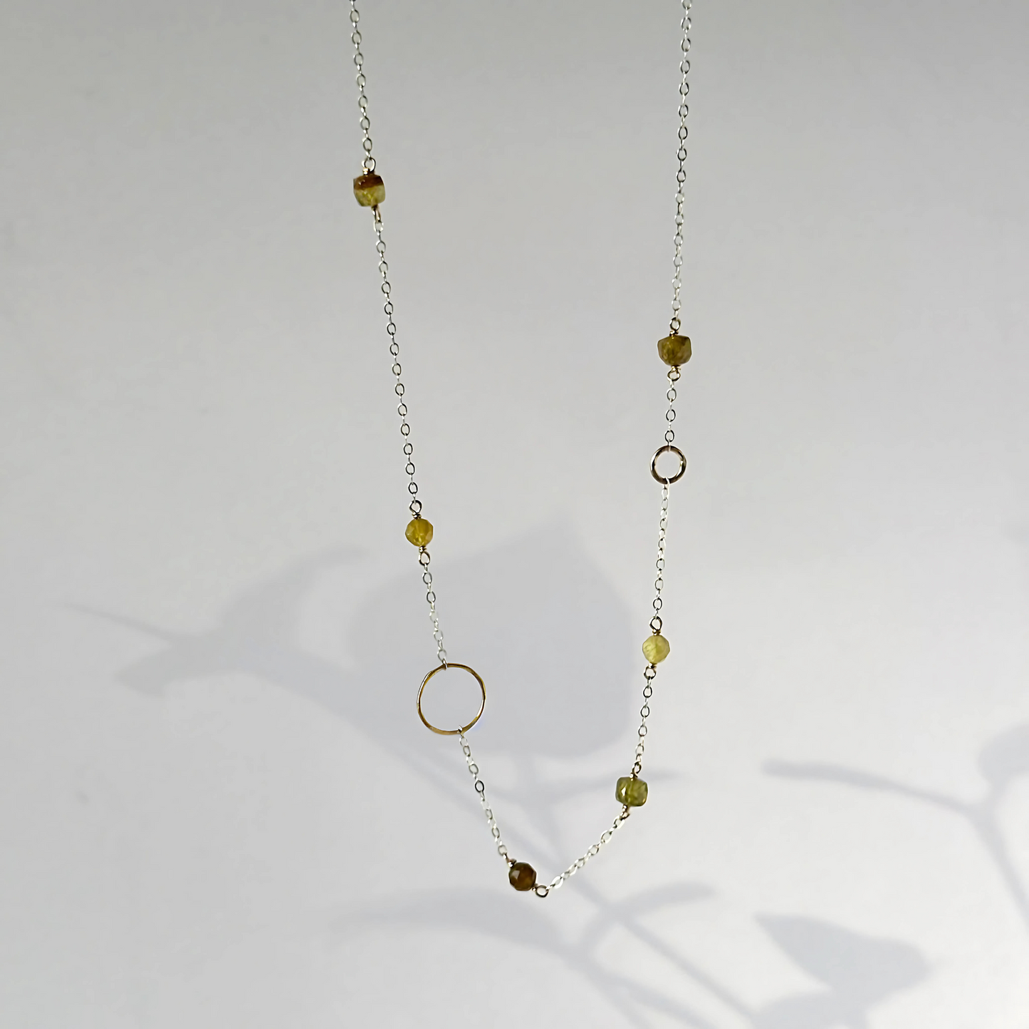 Green Goddess - Green Garnet & Gold Hoop Dainty Choker Necklace