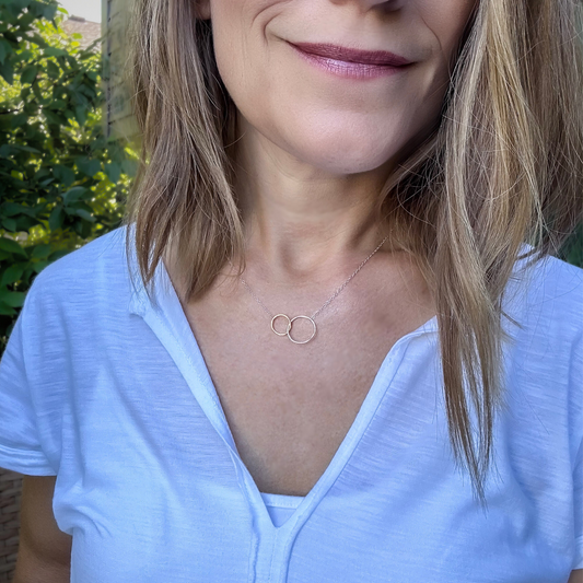 Connected - Dainty Sterling Silver and Gold Double Hoop Necklace