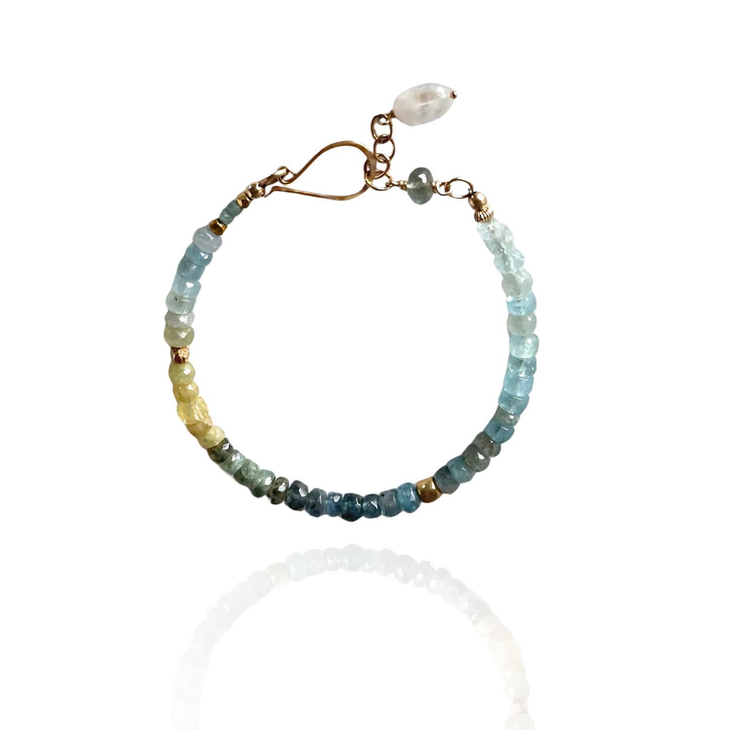 Calm and Clarity - Moss Aquamarine and Gold Bracelet
