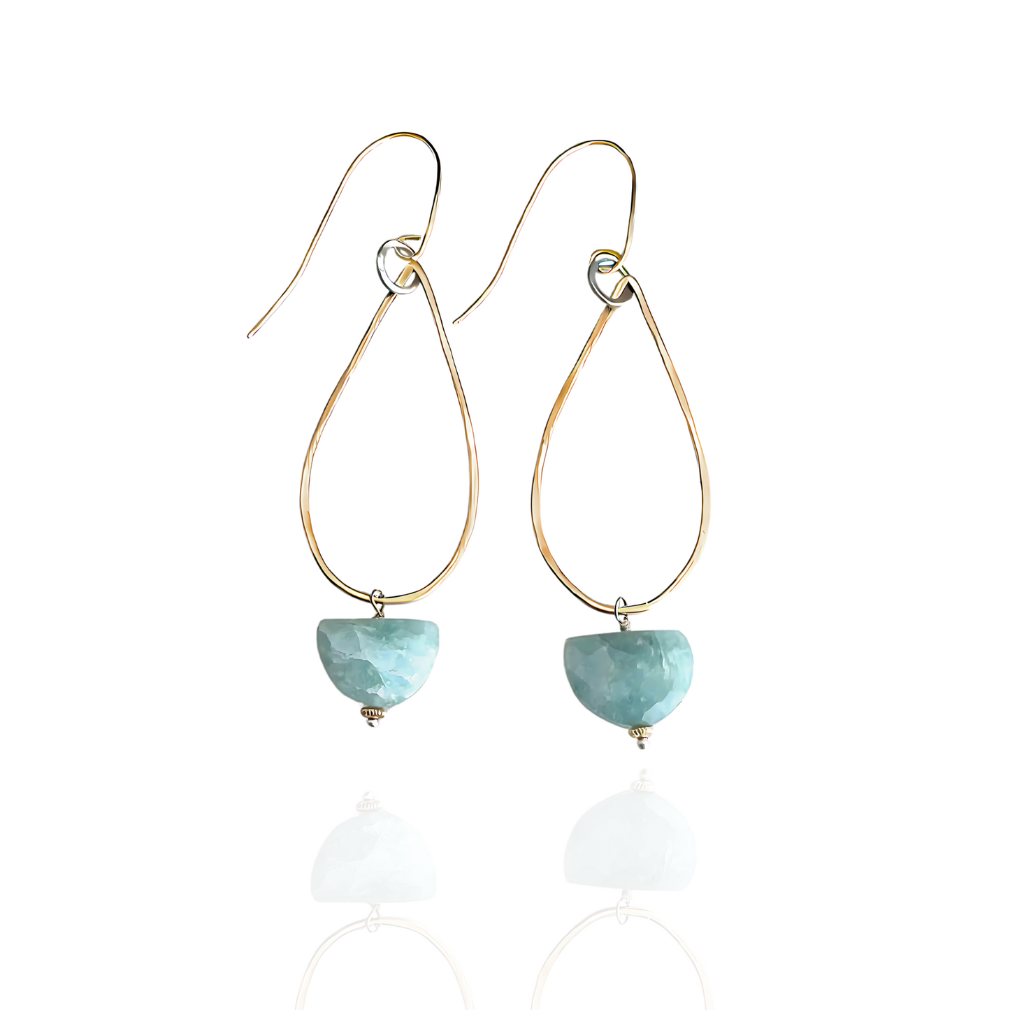 Calm Ocean Radiance - Aquamarine and Gold-Filled Teardrop Earrings