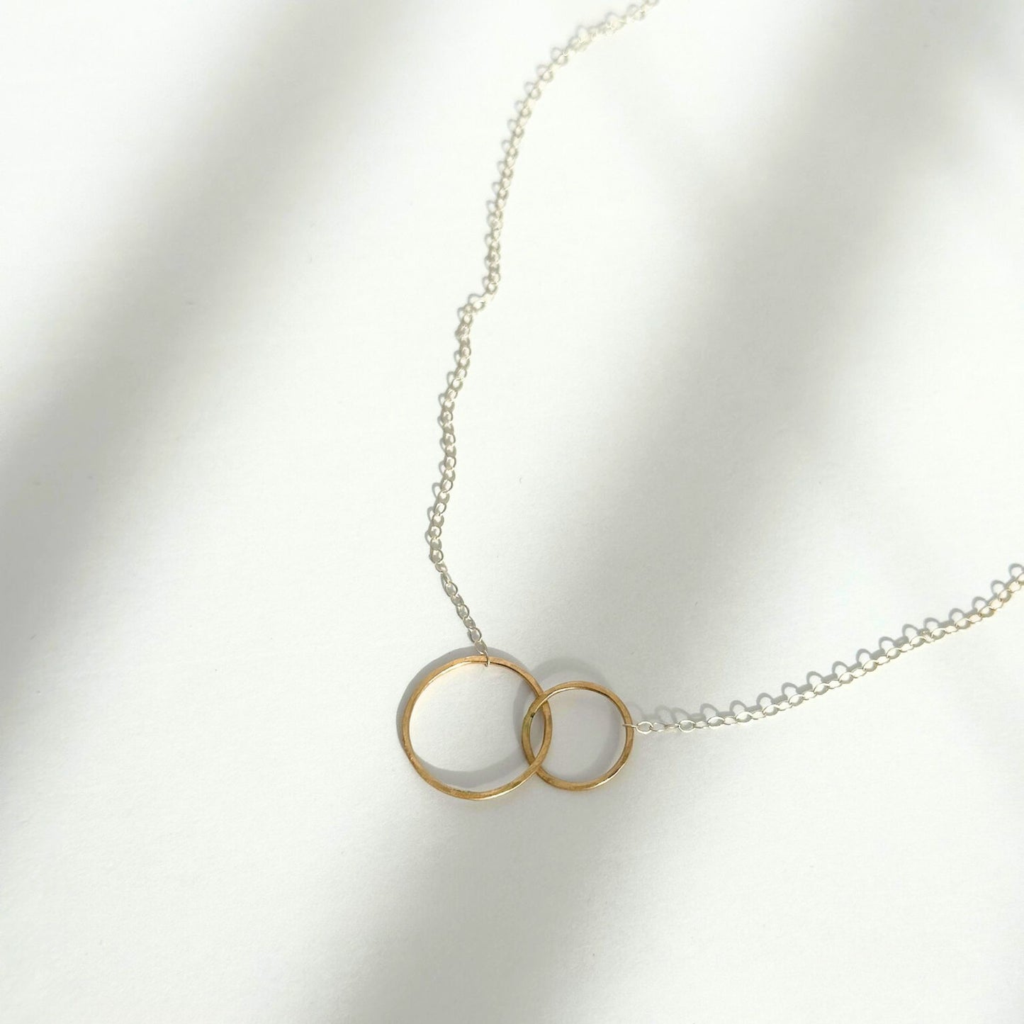 Connected - Dainty Sterling Silver and Gold Double Hoop Necklace