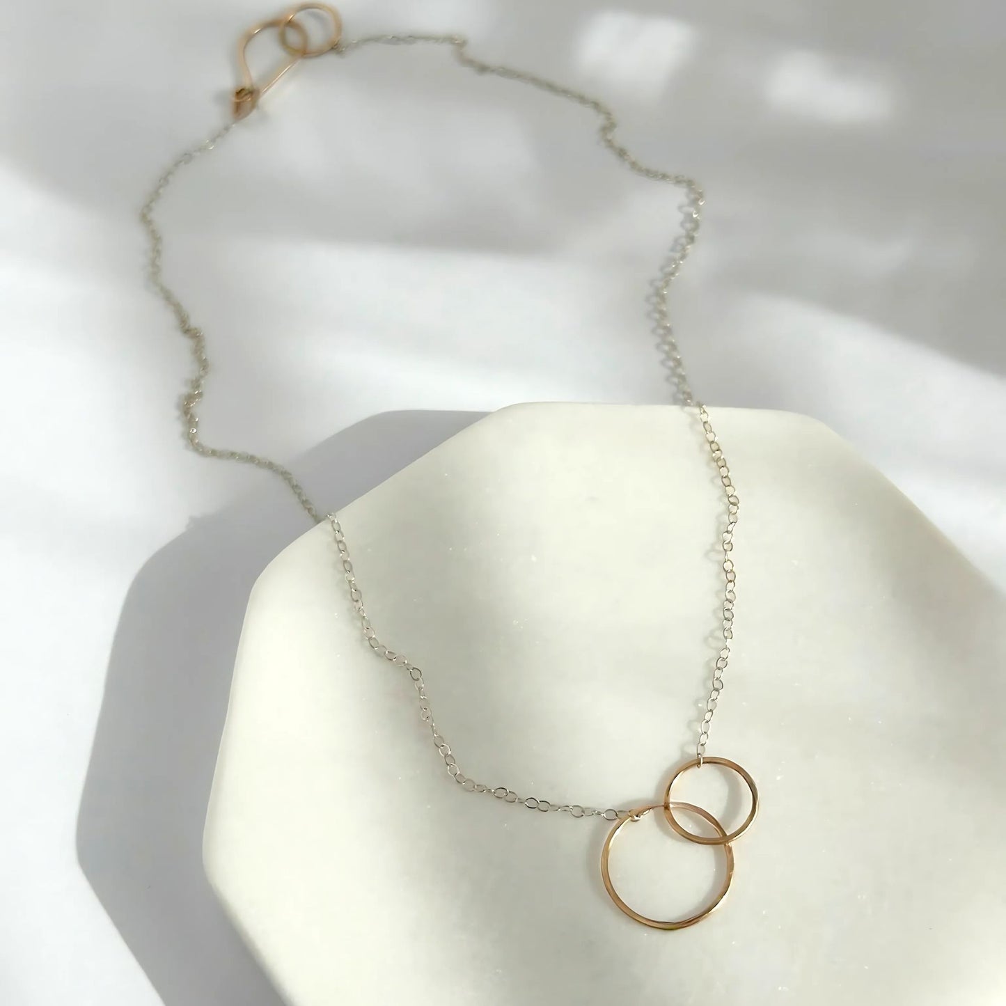 Connected - Dainty Sterling Silver and Gold Double Hoop Necklace