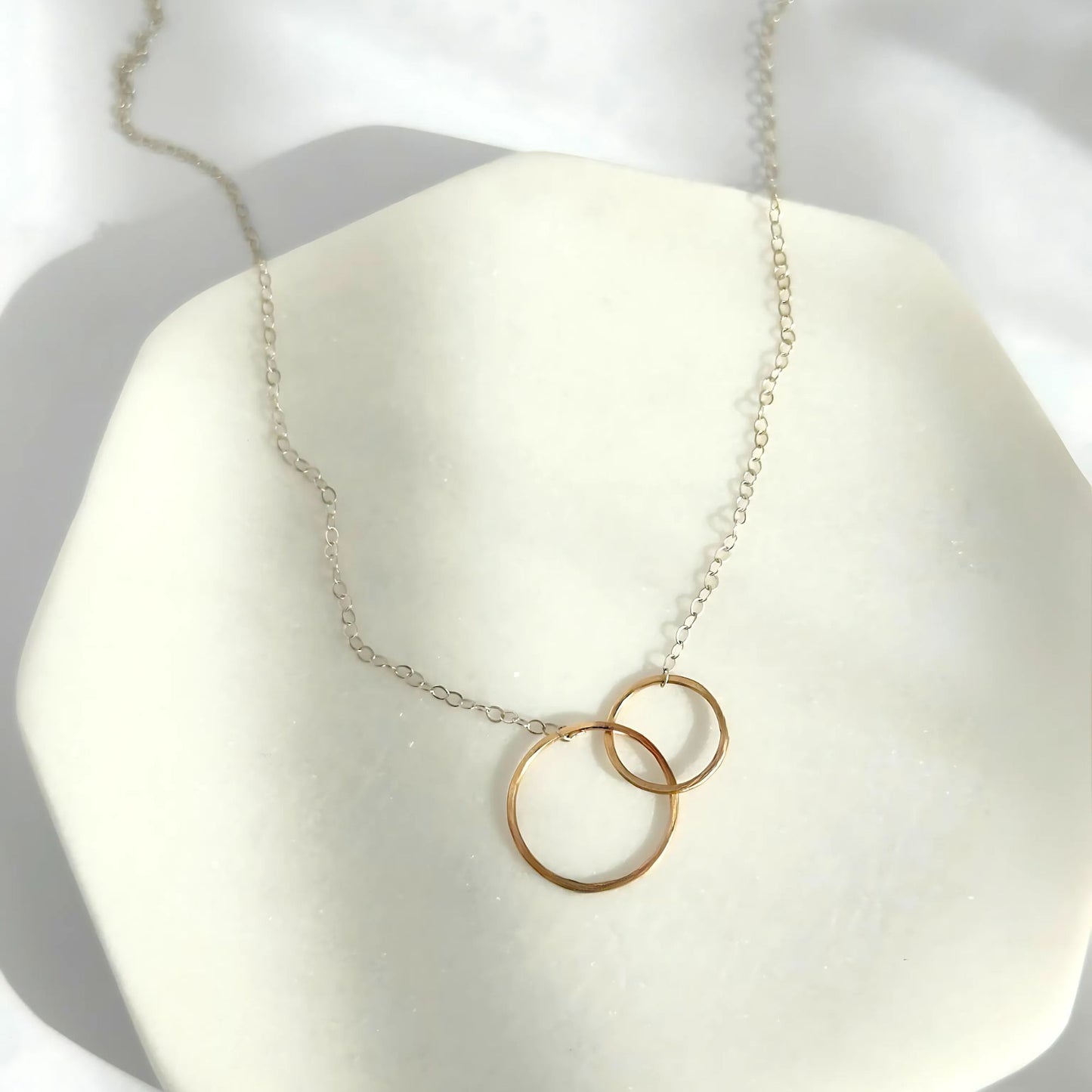 Connected - Dainty Sterling Silver and Gold Double Hoop Necklace