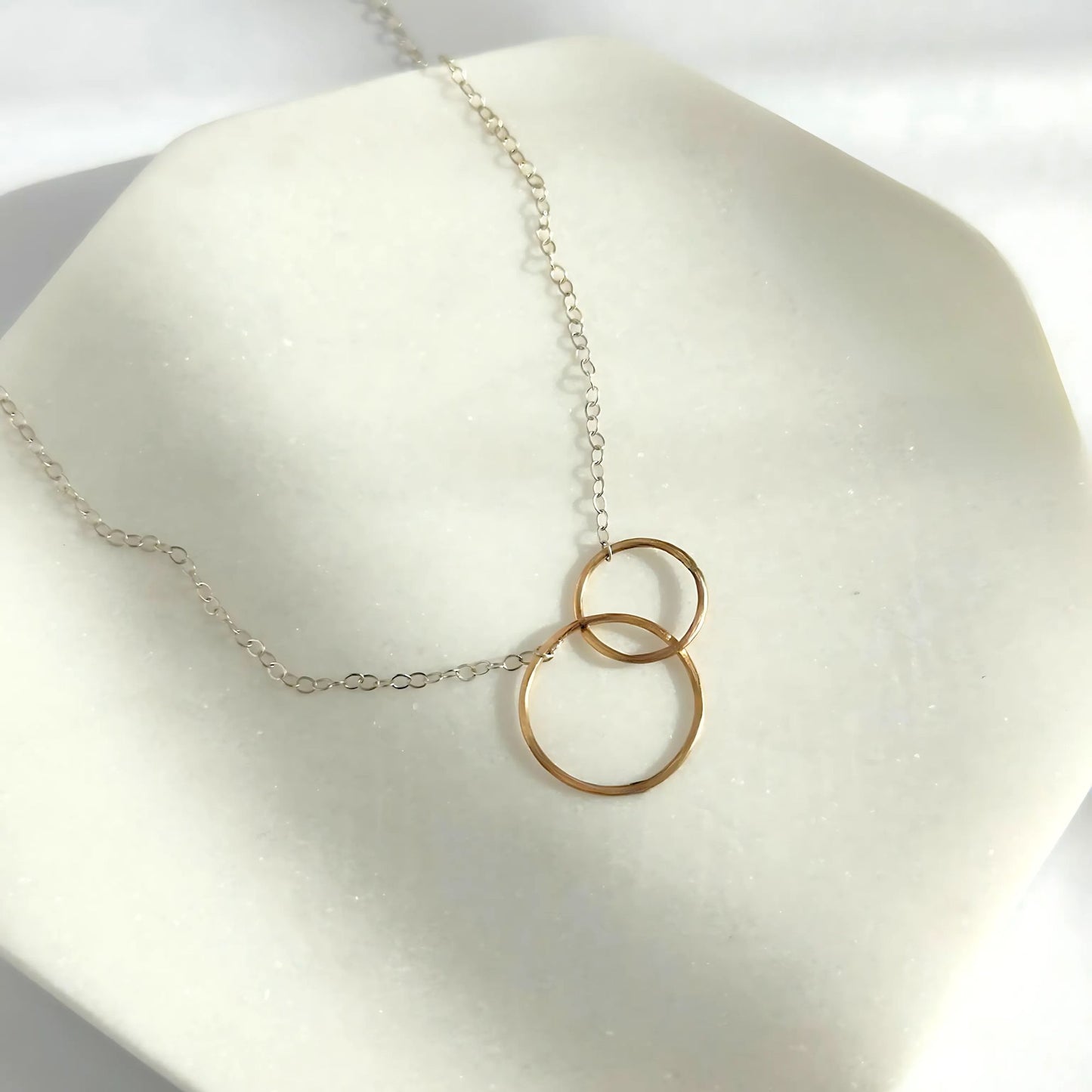 Connected - Dainty Sterling Silver and Gold Double Hoop Necklace