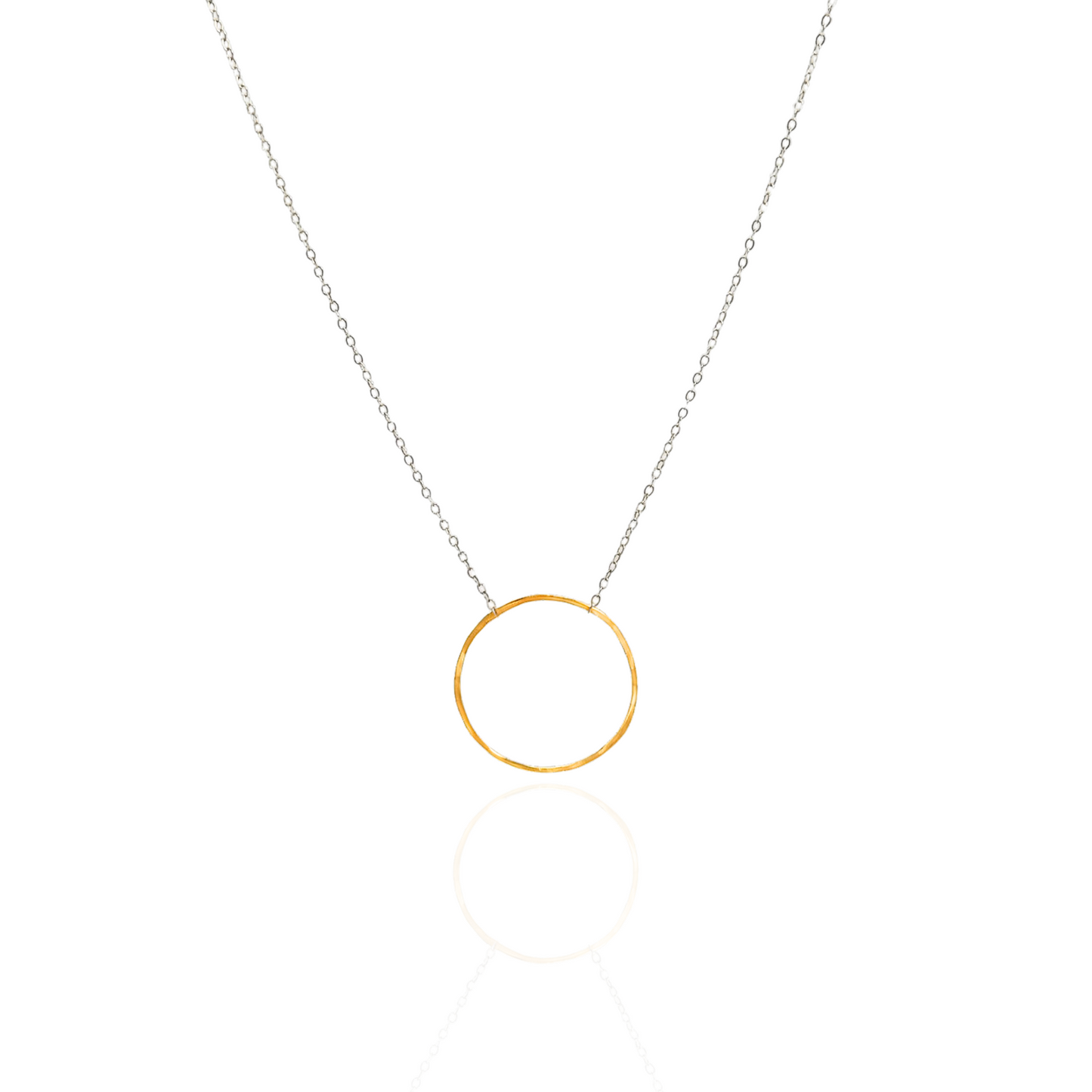 Unity in Connection - Dainty Sterling Silver and Gold Large Hoop Necklace