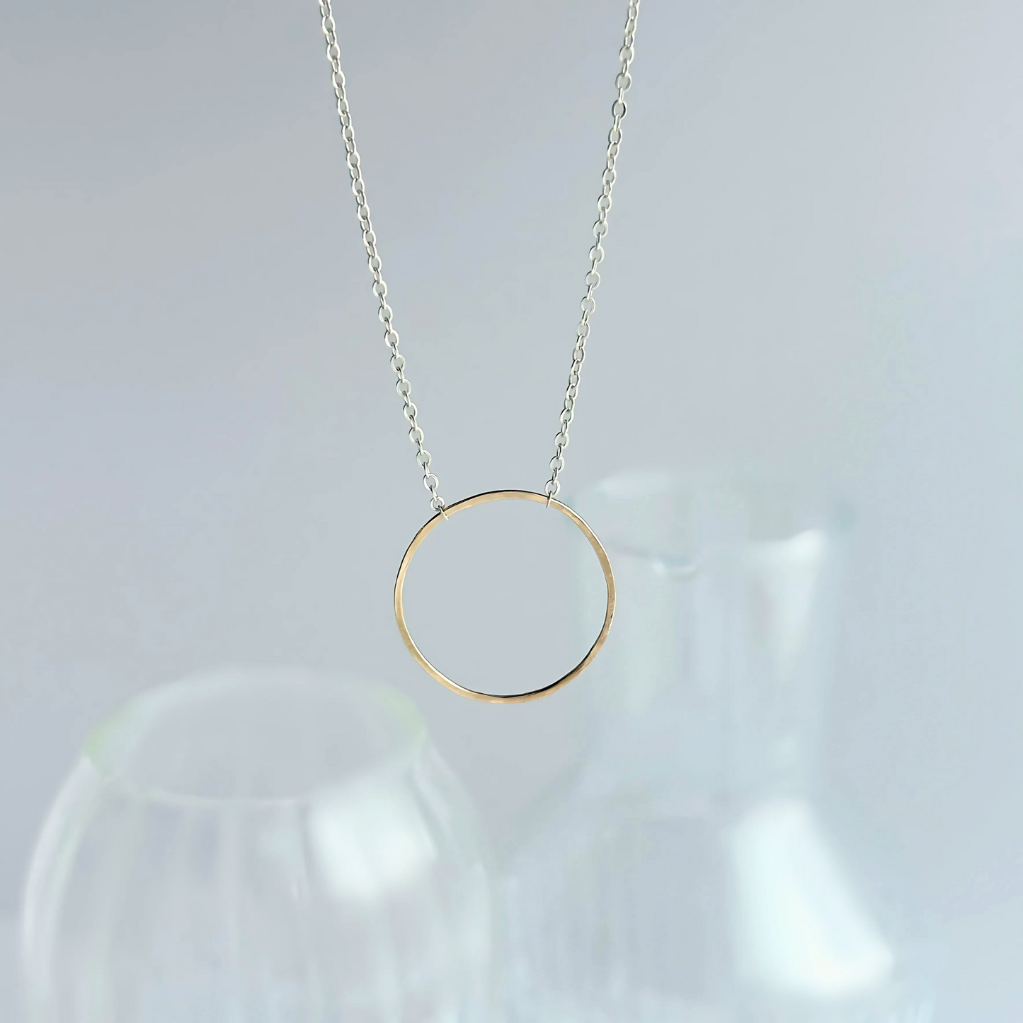 Unity in Connection - Dainty Sterling Silver and Gold Large Hoop Necklace