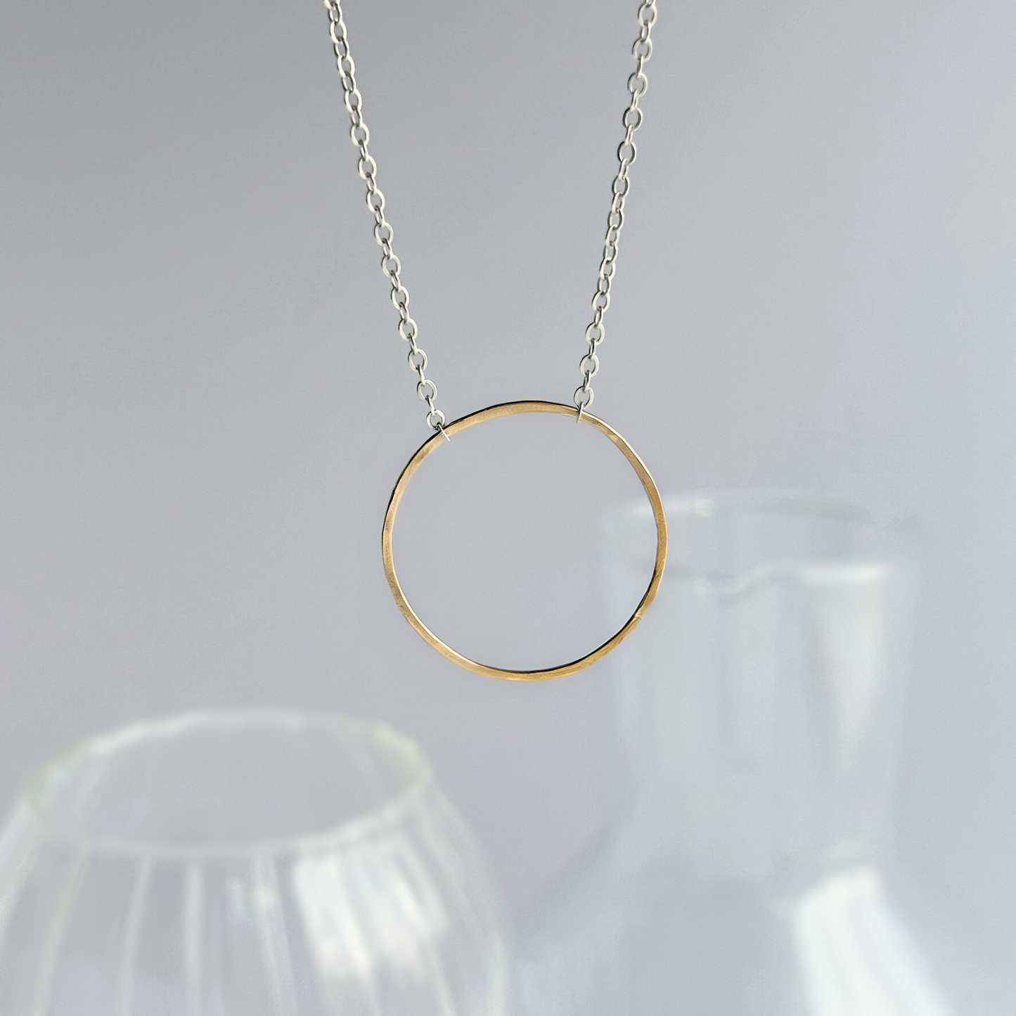 Unity in Connection - Dainty Sterling Silver and Gold Large Hoop Necklace