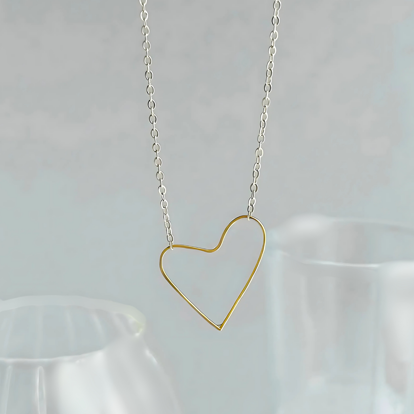 Heart of Gold - Dainty Sterling Silver and Gold Heart Necklace