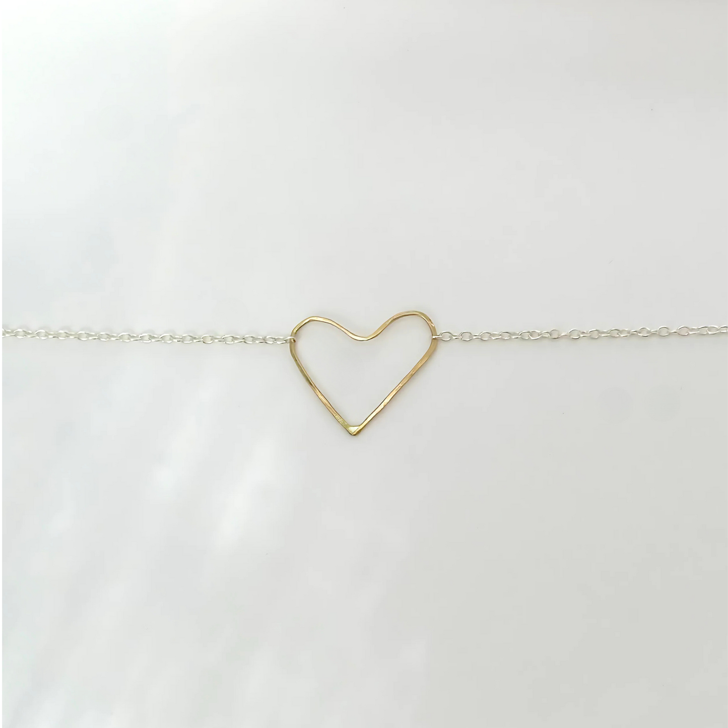 Heart of Gold - Dainty Sterling Silver and Gold Heart Necklace