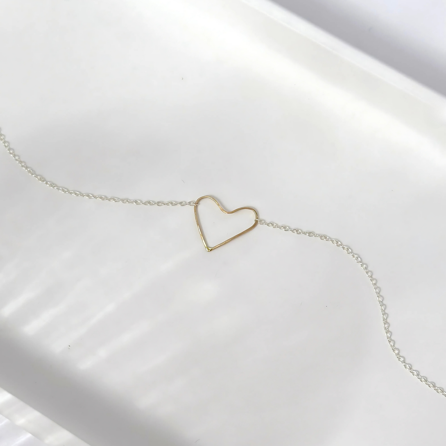 Heart of Gold - Dainty Sterling Silver and Gold Heart Necklace