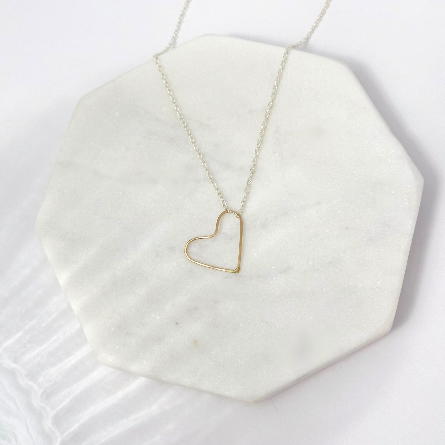 Heart of Gold - Dainty Sterling Silver and Gold Heart Necklace